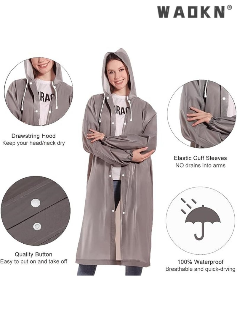 دبليو أيه أو كي أن اثنين من الكبار معطف واق من المطر ، قابلة لإعادة الاستخدام ، المحمولة ، للجنسين ، مع سحب الحبل الرياح قبعة مرنة داعم ، وتعزيز الراحة والحماية - Image 5