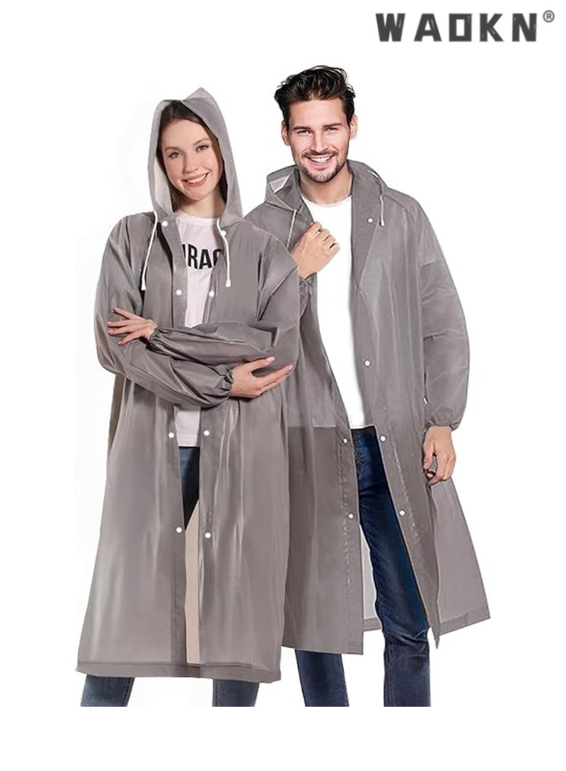 دبليو أيه أو كي أن اثنين من الكبار معطف واق من المطر ، قابلة لإعادة الاستخدام ، المحمولة ، للجنسين ، مع سحب الحبل الرياح قبعة مرنة داعم ، وتعزيز الراحة والحماية - Image 1