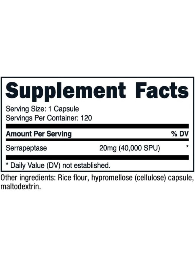 Nutricost Serrapeptase 40,000 Spu, 120 Capsules - Gluten Free, Non-Gmo, And Vegetarian Friendly - Image 4