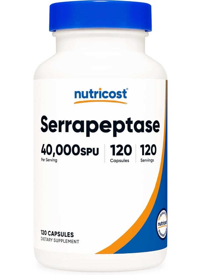 Nutricost Serrapeptase 40,000 Spu, 120 Capsules - Gluten Free, Non-Gmo, And Vegetarian Friendly - Image 1