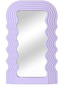 Y&D Aesthetic Wave Pattern Irregular Frame Mirror, Decorative Desk Wall Mirror for Living Room Bedroom Hallway Home Decor (Purple)  - Image 1