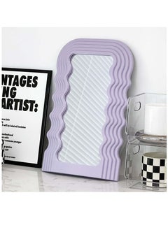 Y&D Aesthetic Wave Pattern Irregular Frame Mirror, Decorative Desk Wall Mirror for Living Room Bedroom Hallway Home Decor (Purple)  - Image 2