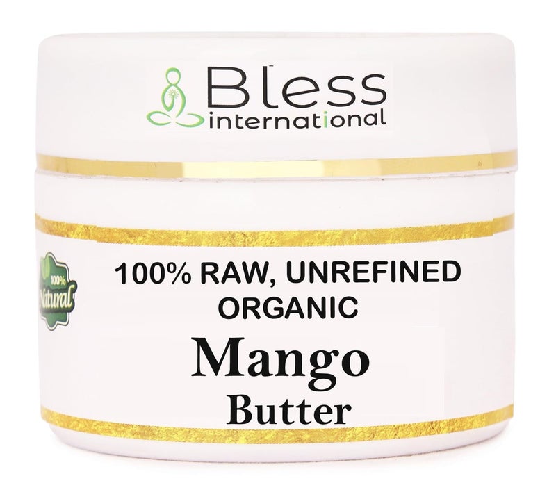 Bless International Organic Raw Mango Butter 100% Pure,Natural & Unrefined| Skin Moisturizer For Face, Body & Hair| 4 OZ/115 GM Ivory / White Grade A | DIY Creams, Balms, Lotions, Soaps| Softens Dry & Tough Skin - Image 1