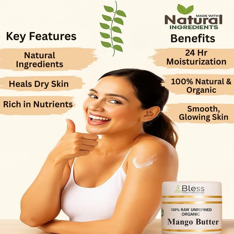 Bless International Organic Raw Mango Butter 100% Pure,Natural & Unrefined| Skin Moisturizer For Face, Body & Hair| 4 OZ/115 GM Ivory / White Grade A | DIY Creams, Balms, Lotions, Soaps| Softens Dry & Tough Skin - Image 5