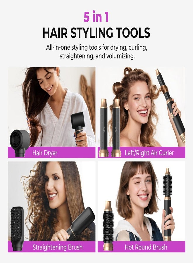 UKliss 5 in 1 Hair Styler & Blow Dryer Brush, Upgraded Detachable Hair Dryer Brush with Negative Ion, Air Curling Wrap for Drying, Curling, Straightening & Volumizing, Styling Tools for All Hair Types - Image 2