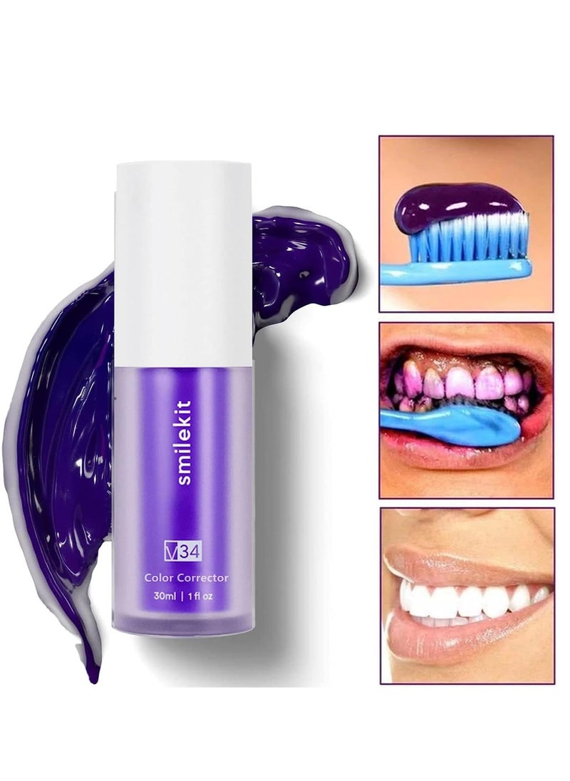 LUMIGLOW - 40-Piece Professional Teeth Whitening Dental Kit | Smilekit v34 Colour Corrector Purple Teeth Whitening Tooth Stain Removal Teeth Whitening Booster Purple Toothpaste 30 ml - Image 1