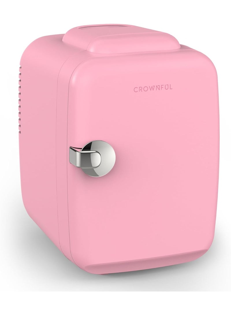 Crownful Mini Fridge, 4 Liter/6 Can Portable Cooler and Warmer Personal Refrigerator for Skin Care, Cosmetics, Beverage, Food,Great for Bedroom, Office, Car, Dorm - Image 1