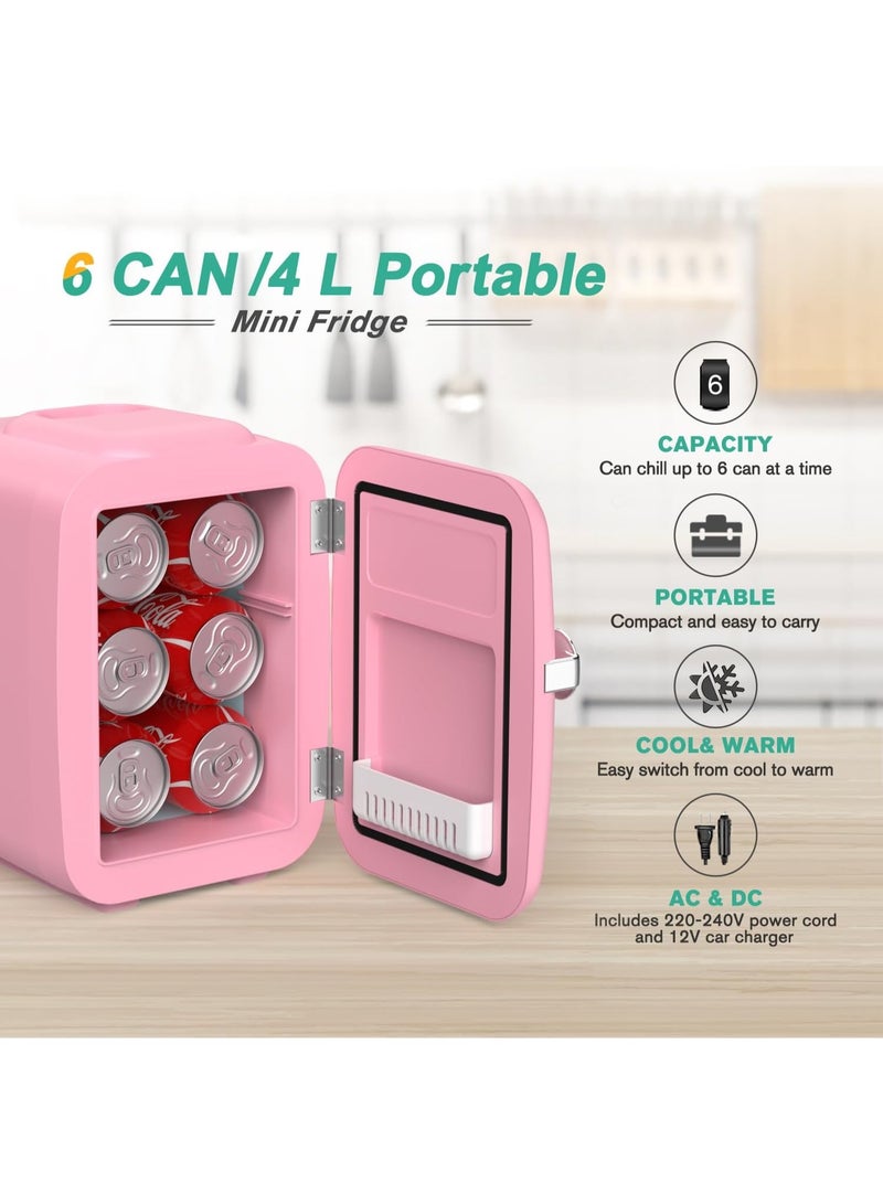 Crownful Mini Fridge, 4 Liter/6 Can Portable Cooler and Warmer Personal Refrigerator for Skin Care, Cosmetics, Beverage, Food,Great for Bedroom, Office, Car, Dorm - Image 2
