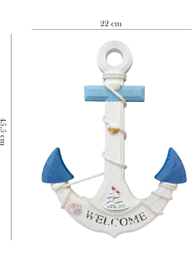 YINZUO YINZUO Nautical Anchor Wall Decor with Rope â€“ Rustic Beach Wood Hanging Decoration for Bathroom, Door, Living Room, Patio, or Boat Wall (Small) - Image 3