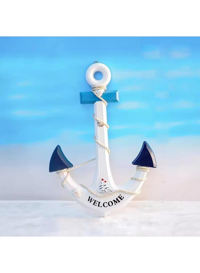YINZUO YINZUO Nautical Anchor Wall Decor with Rope â€“ Rustic Beach Wood Hanging Decoration for Bathroom, Door, Living Room, Patio, or Boat Wall (Small) - Image 1