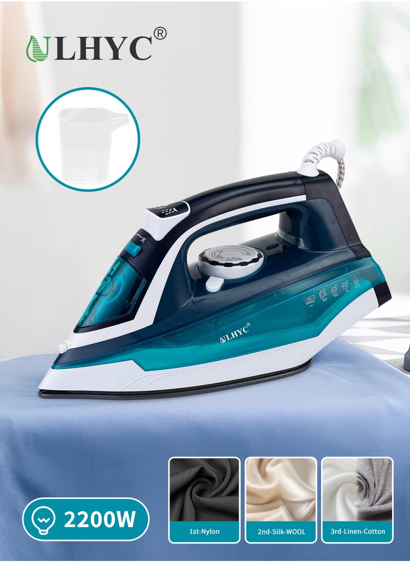 ULHYC Adjustable steam spray iron with non-stick soleplate and spray function 450 ml 2200W JY-07 Blue/Dark Blue  - Image 2