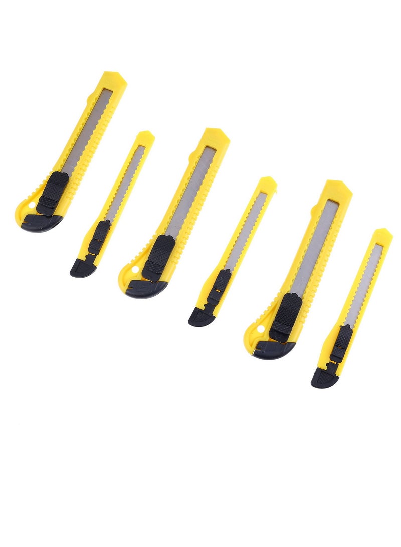 LAWAZIM Cutters Set-3 Small 3 Large Yellow- Durable Secure Grip Precision Utility Knife Box Cutter Blade on Carton Cardboard Sheet Foam and Plastic -for DIY Household Office Warehouse and Construction - Image 2