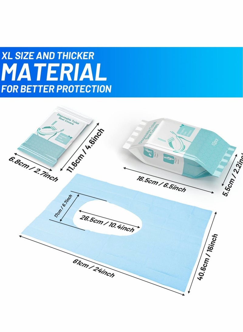 Excefore Disposable Toilet Seat Covers 50Pcs, 16 x 24 Inch, 40 x 60 cm, Antibacterial Waterproof Extra Large Individually Wrapped Shields for Adults Travel Hospital Hotel Kids Potty Training Public Restrooms  - Image 4