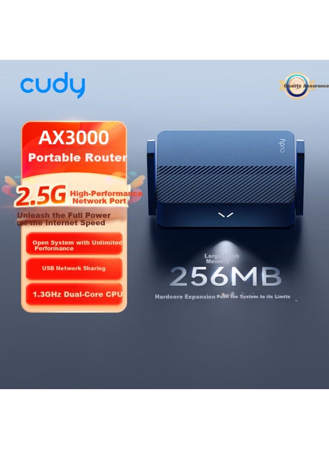 Cudy Ax3000 Wifi 6 Mini Router, Large Flash Memory 256mb, Tr3000 2.5g Network Port, Light Nas, Usb Power Bank Powered, For Home And Dormitory Use, Portable - Image 1