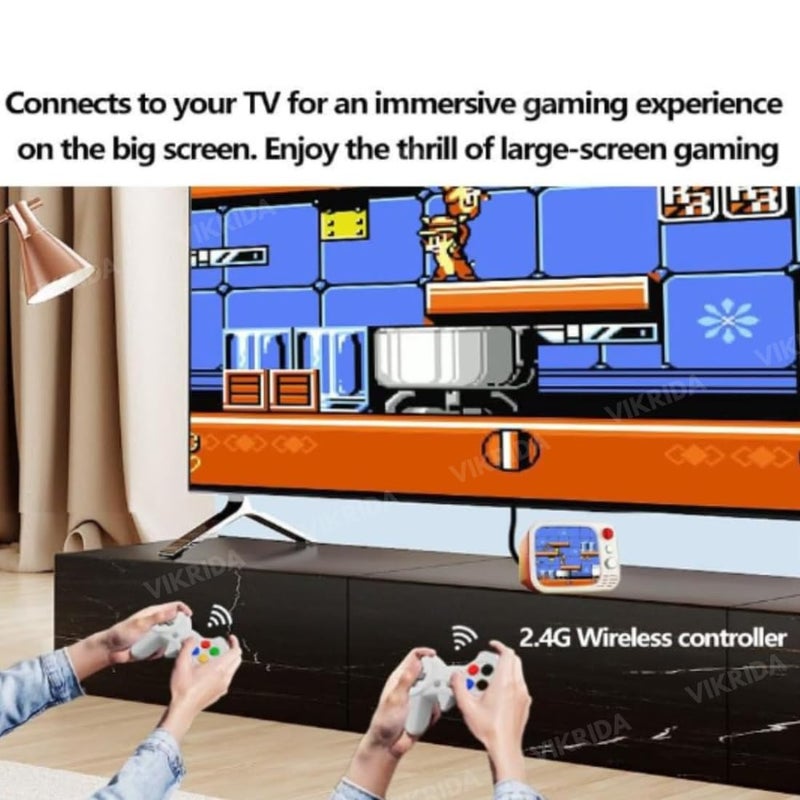 VikriDa 2025 New Edition Portable Mini TV Gaming,Handheld Retro Gamebox Console with 740 Classic Games,Trendy 3.5" Screen,TV Output,2.4 G Wireless Controller Gamepad, Video Games for Kids - Image 4