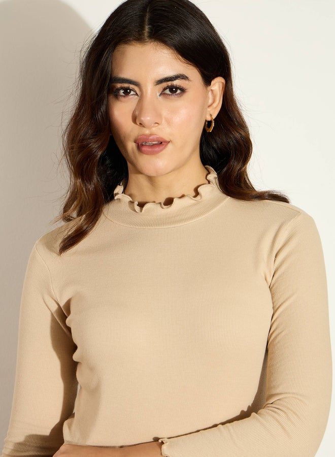 SASSAFRAS Ribbed High Neck Long Sleeve Top  - Image 4