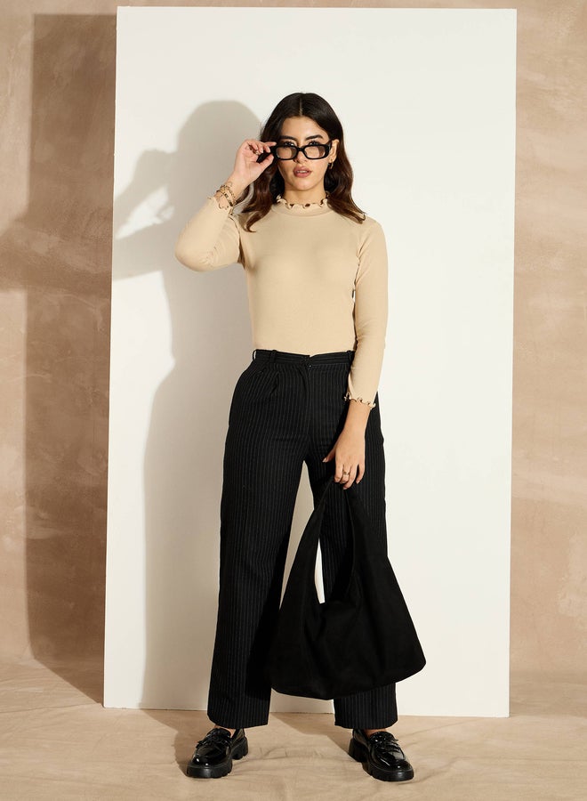 SASSAFRAS Ribbed High Neck Long Sleeve Top  - Image 5