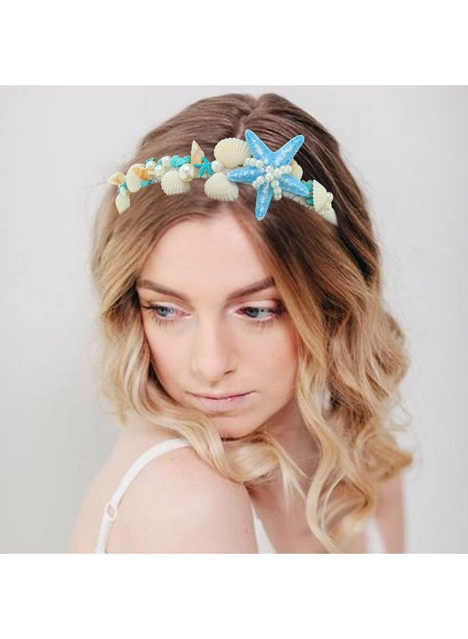Brishow Starfish Headband Seashell Hair Accessories Pearl Turquoise Beach Wedding Headpieces For Women And Girls - Image 3