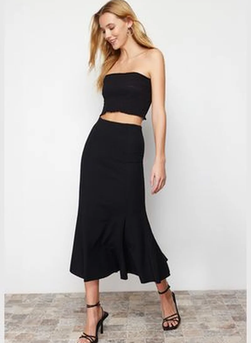 trendyol Black Midi Pleated Skirt