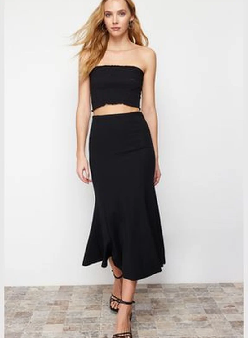 trendyol Black Midi Pleated Skirt