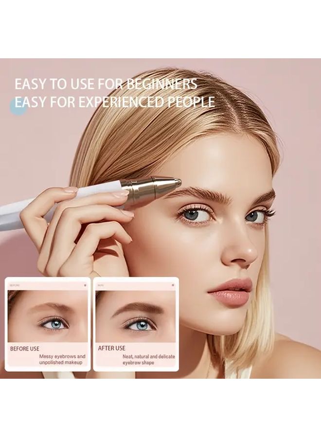 3 In 1 Electric Eyebrow Trimmer And Lash Curler With Detachable Blade White USB Powered Long Lasting Styling Ergonomic Handle For Precise Brow Shaping And Natural Looking Lashes Portable Design With Built In Comb And Cleaning Brush Double Sided Anti Scald - Image 2