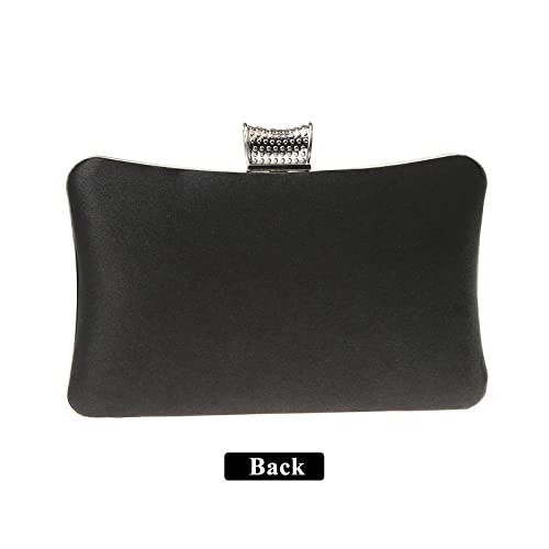 DA BODAN Fashion Womens Jane Satin Diamante Clutch Rhinestone Evening Bridal Prom Party Handbag Crossbody Purse Chain Bag - Image 3