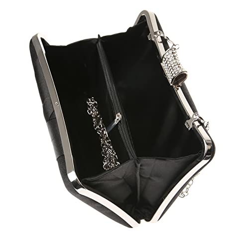 DA BODAN Fashion Womens Jane Satin Diamante Clutch Rhinestone Evening Bridal Prom Party Handbag Crossbody Purse Chain Bag - Image 5