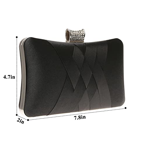 DA BODAN Fashion Womens Jane Satin Diamante Clutch Rhinestone Evening Bridal Prom Party Handbag Crossbody Purse Chain Bag - Image 2