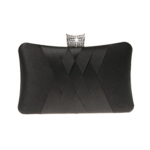 DA BODAN Fashion Womens Jane Satin Diamante Clutch Rhinestone Evening Bridal Prom Party Handbag Crossbody Purse Chain Bag - Image 1