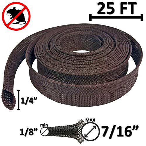 Electriduct 1/4" Chewing Resistant Braided Sleeving Repulsive Hose Wire Mesh Cable Protection Flexible Expandable Wrap - 25 Feet - Image 2