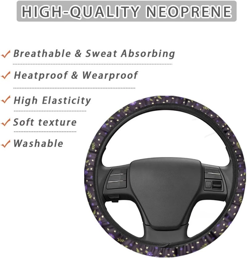 Car Steering Wheel Cover for Women and Men,Non-Slip Breathable Steering Wheel,Universal 14.5"-15" Fit for Cars and SUVs Purple Steering Wheel Cover(Purple Dandelions) - Image 4