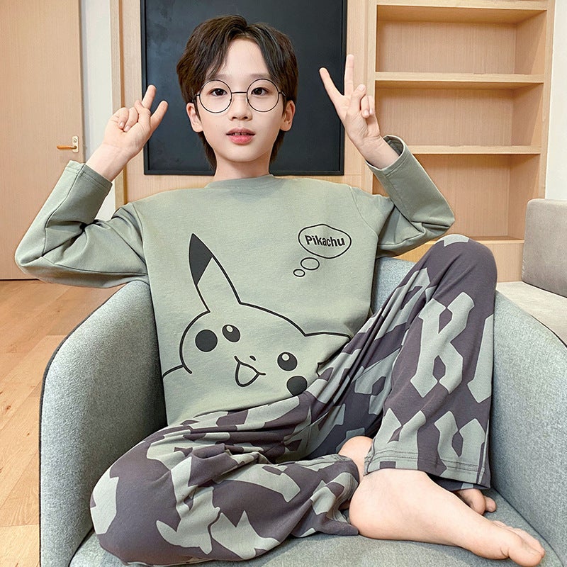 Summer Air-Conditioning Clothing Boys' Pajamas Children'S Imitation Cotton Children'S Clothing Large Children'S New Kapibala Home Clothes - Image 5