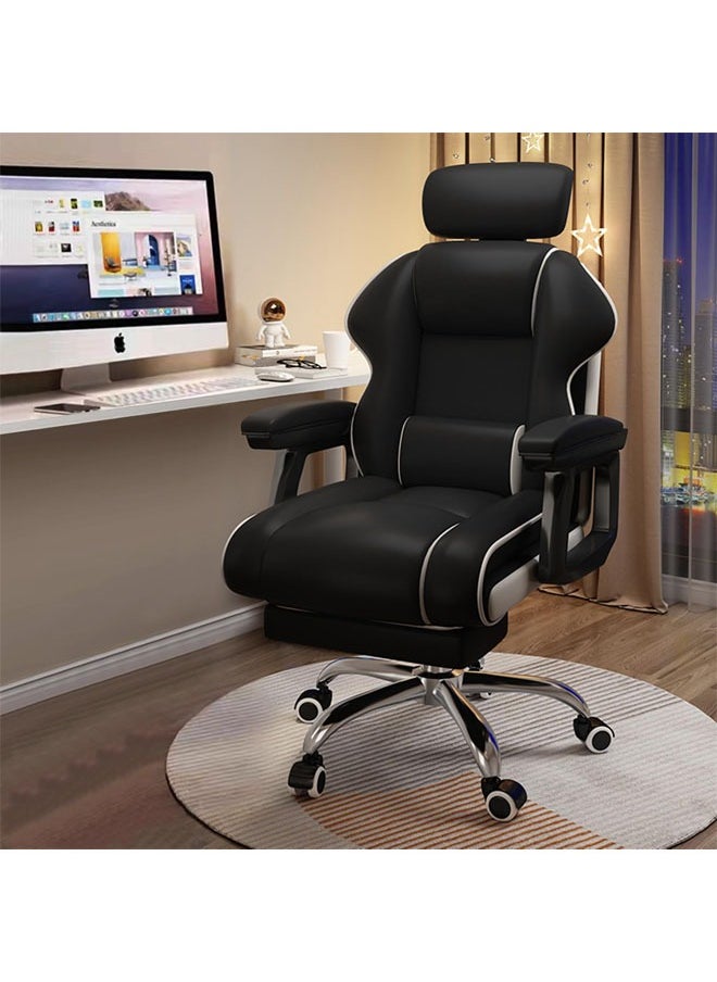 Hihonor - Home Office Desk Chair, Executive Office Chair, Ergonomic High Back Computer Desk Chair, PU Leather Swivel Task Chair with Armrests, Black - Image 1