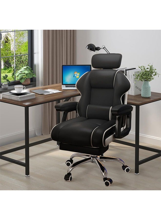 Hihonor - Home Office Desk Chair, Executive Office Chair, Ergonomic High Back Computer Desk Chair, PU Leather Swivel Task Chair with Armrests, Black - Image 1