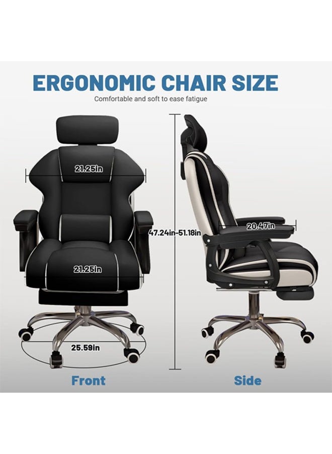Hihonor - Home Office Desk Chair, Executive Office Chair, Ergonomic High Back Computer Desk Chair, PU Leather Swivel Task Chair with Armrests, Black - Image 1