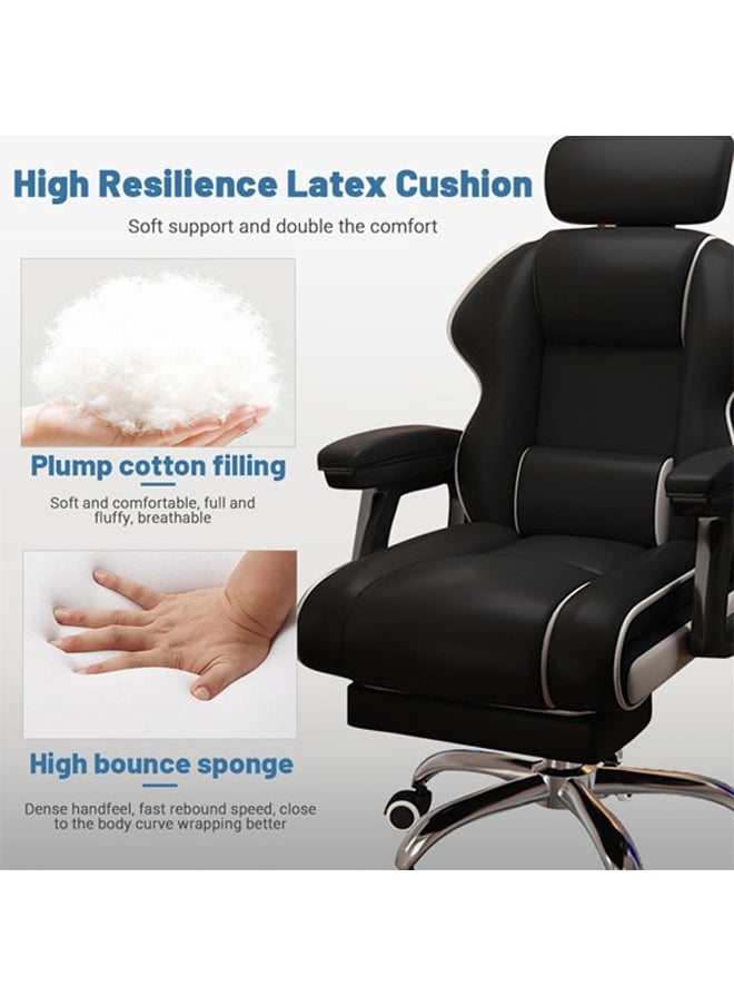 Hihonor - Home Office Desk Chair, Executive Office Chair, Ergonomic High Back Computer Desk Chair, PU Leather Swivel Task Chair with Armrests, Black - Image 1