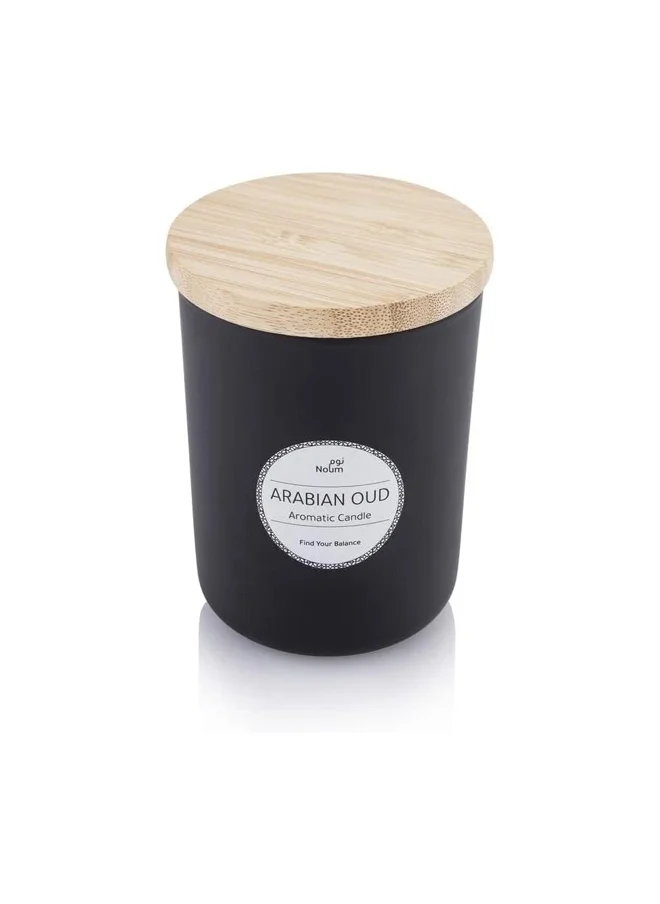 Share the Love NOUM - Arabic Oudh Scented Glass Candle with Bamboo Lid - Black