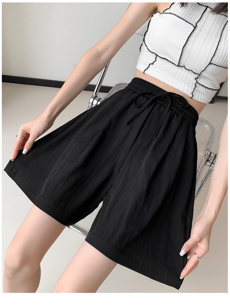 Ice Silk Dipped Shorts Girls Summer Thin Loose-Fit Waist Plus Size Straight Cool Straight Simple Wide-Leg Pants - Image 5