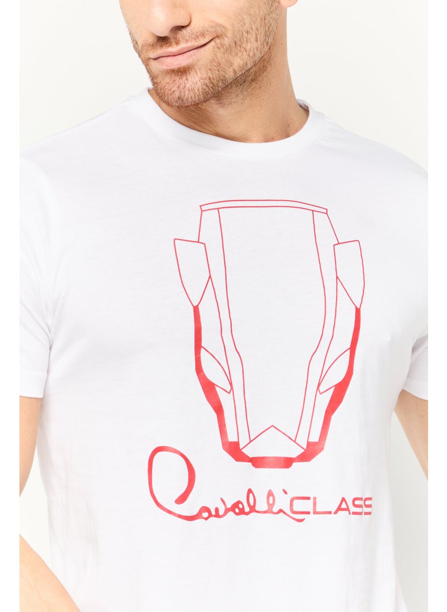 Cavalli Class Men Crew Neck Short Sleeve Graphic Print T-Shirt, White  - Image 3
