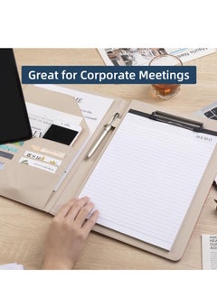 SYOSI Portfolio Business Padfolio Folder, Storage Clipboard with Cover for Legal Pad Holder Letter Size A4 Writing Pad for Business School Office Conference Notepad Clip Boards (Grey)  - Image 2