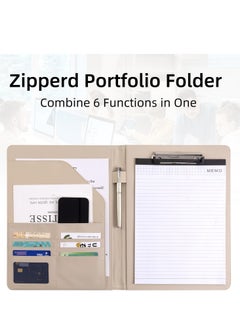 SYOSI Portfolio Business Padfolio Folder, Storage Clipboard with Cover for Legal Pad Holder Letter Size A4 Writing Pad for Business School Office Conference Notepad Clip Boards (Grey)  - Image 3