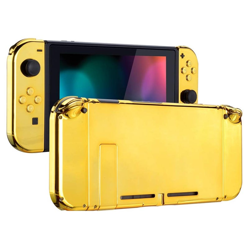 eXtremeRate DIY Replacement Shell Buttons for Nintendo Switch Back Plate for Switch Console Housing with Full Set Buttons for Joycon Handheld Controller Chrome Gold No Electronics Parts - Image 2