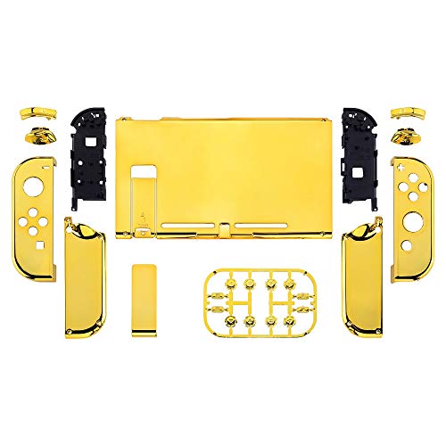 eXtremeRate DIY Replacement Shell Buttons for Nintendo Switch Back Plate for Switch Console Housing with Full Set Buttons for Joycon Handheld Controller Chrome Gold No Electronics Parts - Image 3