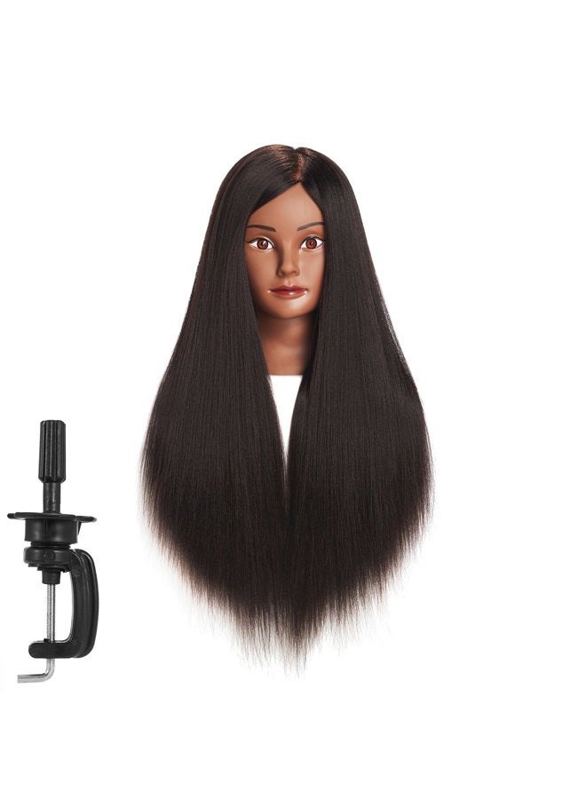 training head Traininghead 26"-28" Mannequin Head Hair Styling Training Practice Head Manikin Cosmetology Doll Head Synthetic Fiber Hair Hairdressing Training Model with Free Clamp Stand - Image 2
