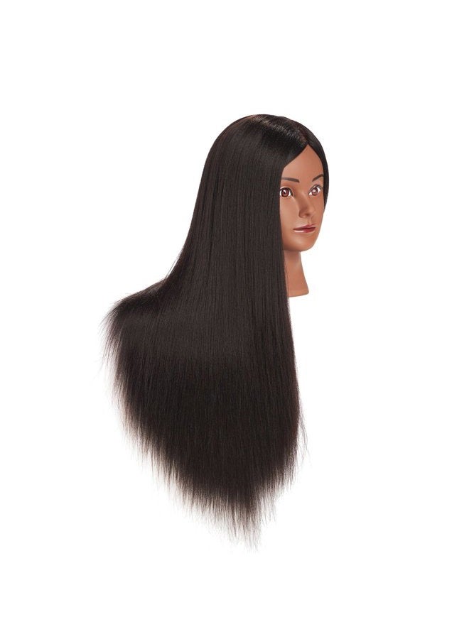 training head Traininghead 26"-28" Mannequin Head Hair Styling Training Practice Head Manikin Cosmetology Doll Head Synthetic Fiber Hair Hairdressing Training Model with Free Clamp Stand - Image 3