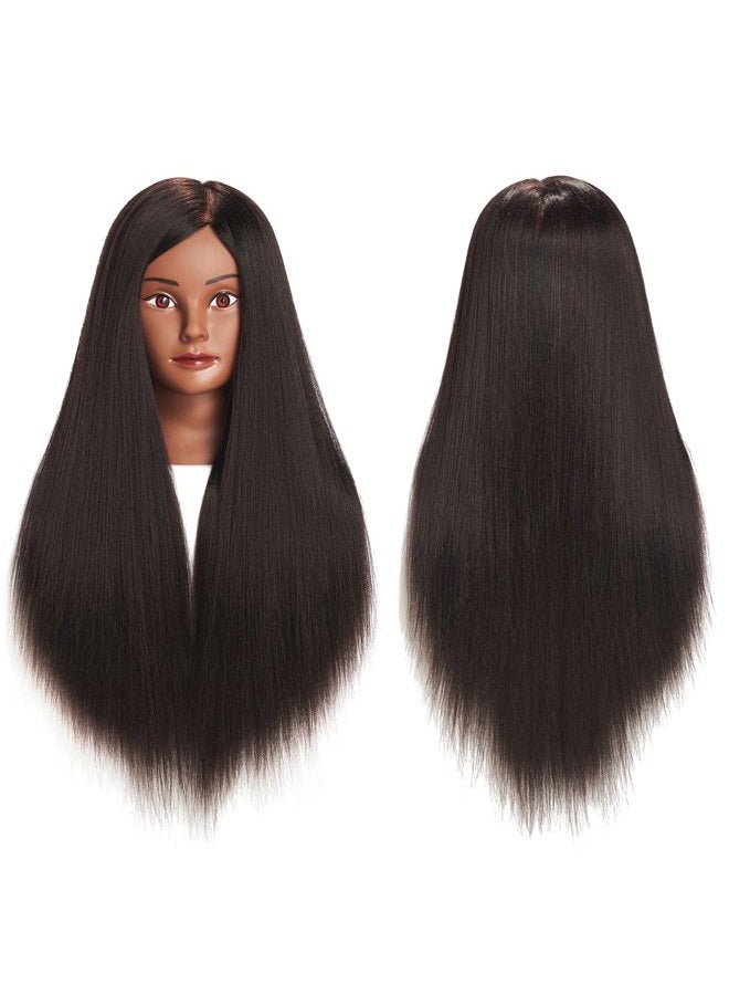 training head Traininghead 26"-28" Mannequin Head Hair Styling Training Practice Head Manikin Cosmetology Doll Head Synthetic Fiber Hair Hairdressing Training Model with Free Clamp Stand - Image 1