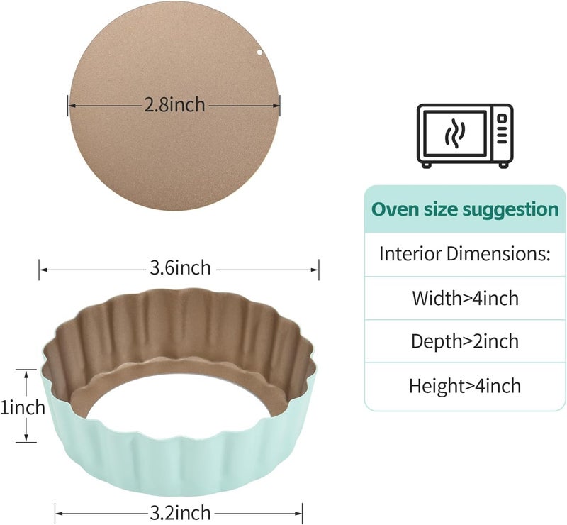 LIFVCNT 4 Pcs 3.6 Inch Mini Tart Pan Depth 1 Inch with Removable Bottom NonStick Tin - Green - Image 2