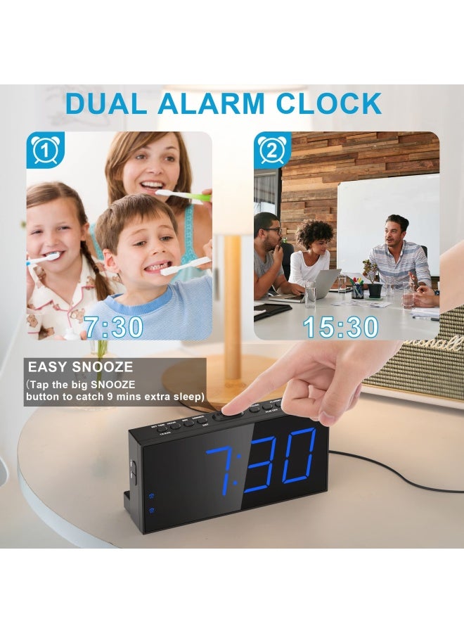 Mesqool Loud Alarm Clock for Heavy Sleeper Vibrating Alarm Clock for Hearing Impaired Deaf Annoying Alarm Clock USB Port Dual Alarm with Snooze 7  Large Dimmable LED Display Battery Backup Easy to Use DST - Image 4
