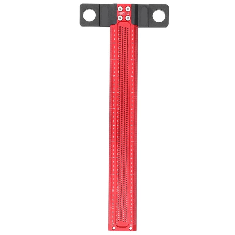 Hole Marking T Ruler Aluminum Alloy Wear Precise Hole T Type Scriber Gauge for Woodworking (30.5cm / 12in) - Image 1