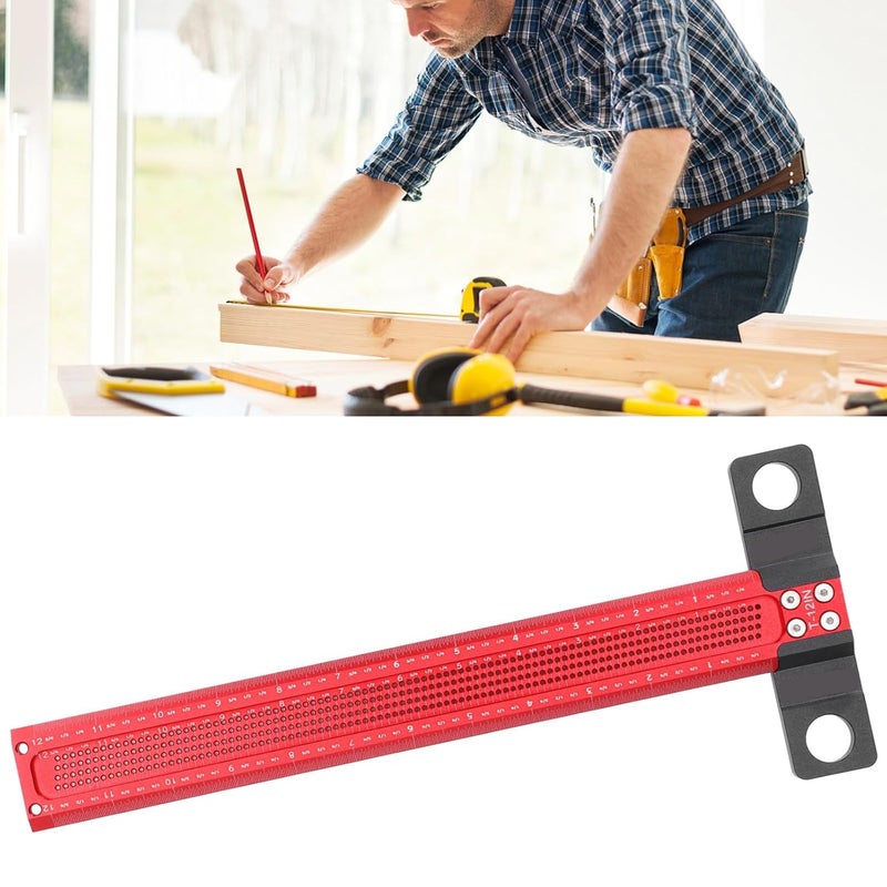 Hole Marking T Ruler Aluminum Alloy Wear Precise Hole T Type Scriber Gauge for Woodworking (30.5cm / 12in) - Image 5